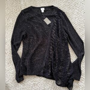 New Chico’s sweater shirt blouse sleeve Shaina pullover woven shimmer 2 large